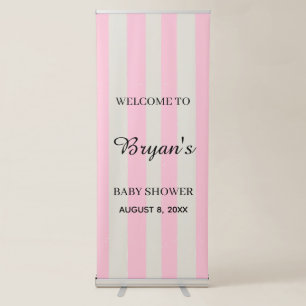 Custom Name Baby Shower Stripe Fabric Tapestry Retractable Banner