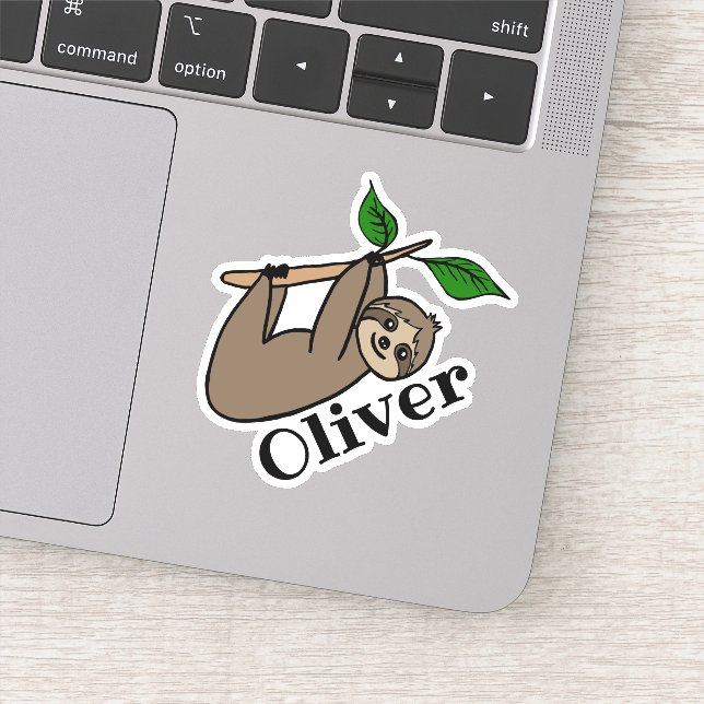 Custom Name Baby Sloth Cute Animal Sticker (Detail)