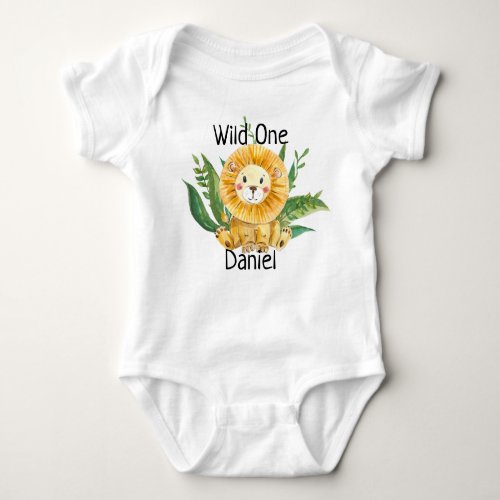 Custom Name Baby Toddler Top Shirt Wild One Lion