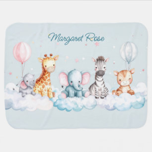 Custom Name Baby Zebra with all his friends Blanket