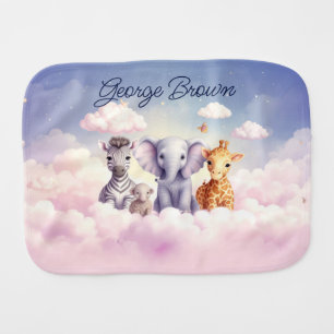 Custom Name Baby Zebra with all his friends Burp Cloth