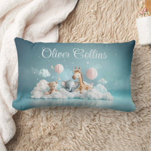 Custom Name Baby Zebra with all his friends Lumbar Pillow