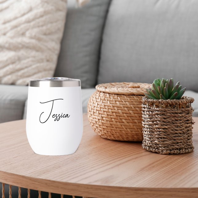 Custom Name Bachelorette Bridal Party Thermal Wine Tumbler (Bridesmaid Gift personalized with name. Elegant and keepsake memory for your wedding celebration. )