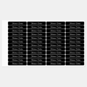 Custom Name Back To School Black White Iron On Kids' Labels
