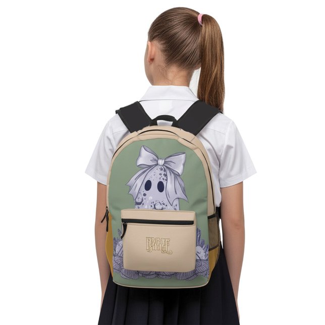Custom Name Back to School Cute Ghost Printed Backpack (Creator Uploaded)