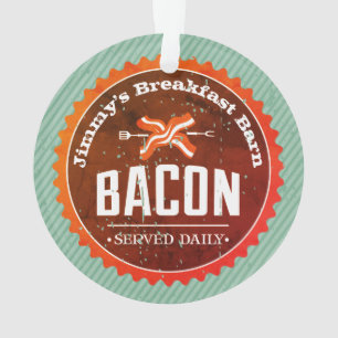 Custom name bacon breakfast Christmas ornament