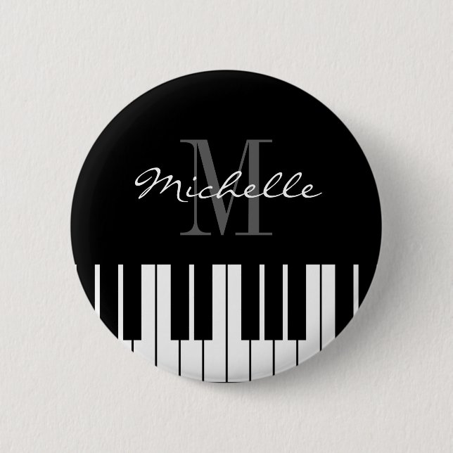 Custom name badge button with piano keys (Front)