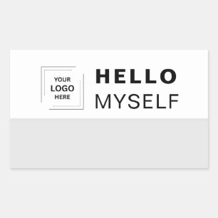 Custom Name Badge Modern Branding Design Rectangular Sticker