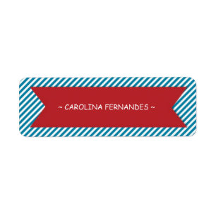 Custom Name Badge on Blue Stripes Label