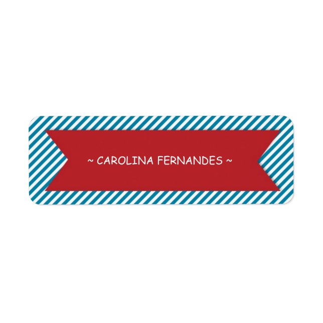 Custom Name Badge on Blue Stripes Label (Front)