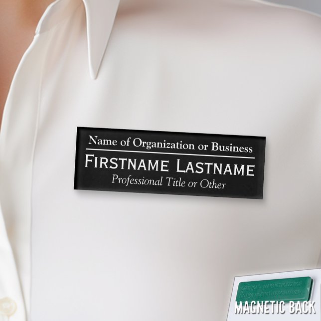 Custom Name Badge - Organization or Church - Black (Custom Name Tag - Personalize )