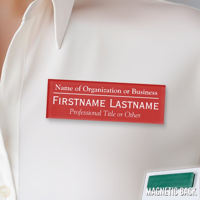 Custom Name Badge - Organization or Church - Red (Custom Name Tag - Personalize )