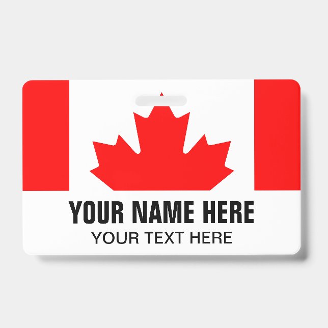 Custom name badge with Canadian flag (Front)