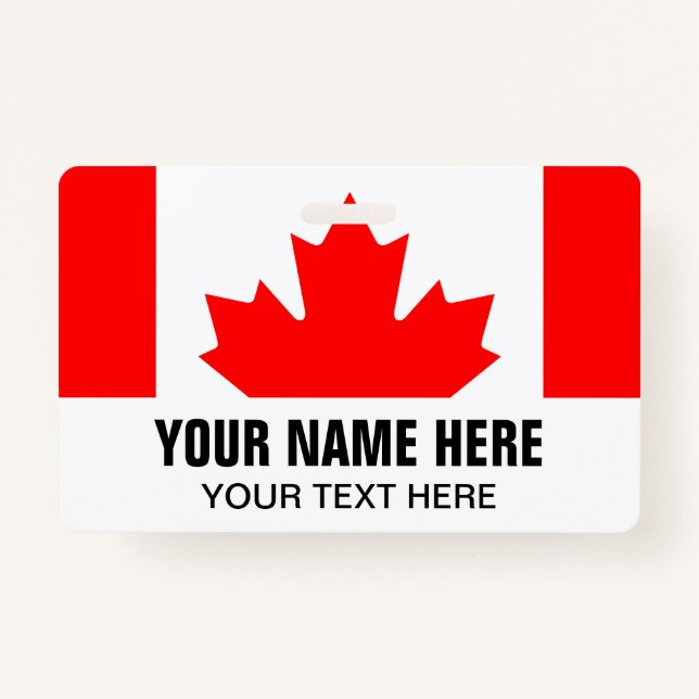Custom name badge with Canadian flag (Front)