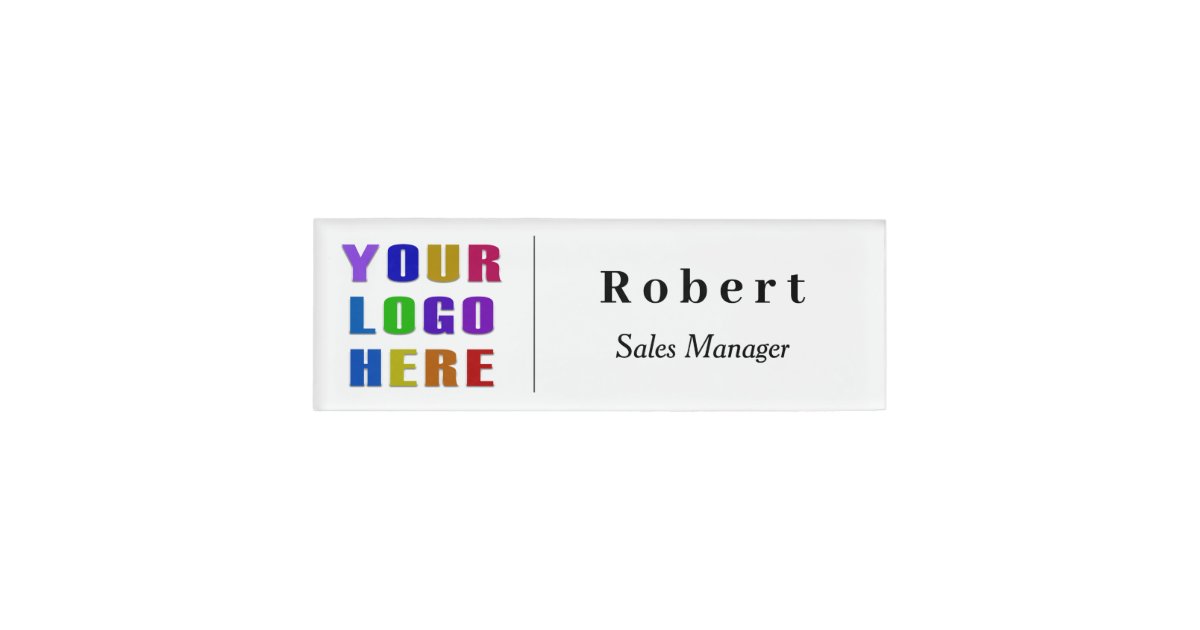 Custom Name Badge with Logo Zazzle