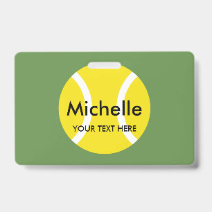 Custom name badges for tennis player and coach