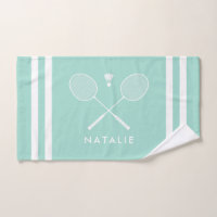 Custom Name Badminton Aqua Blue Stripes