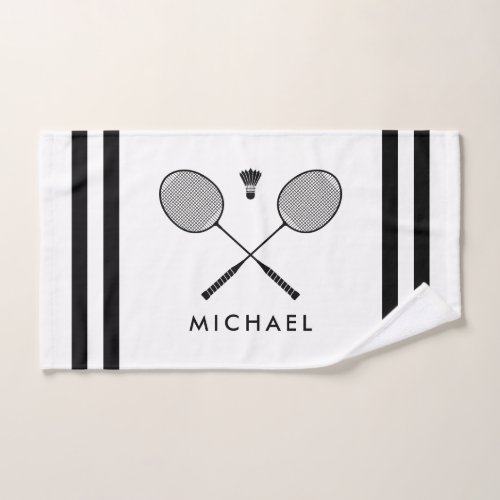 Custom Name Badminton White Stripes Hand Towel