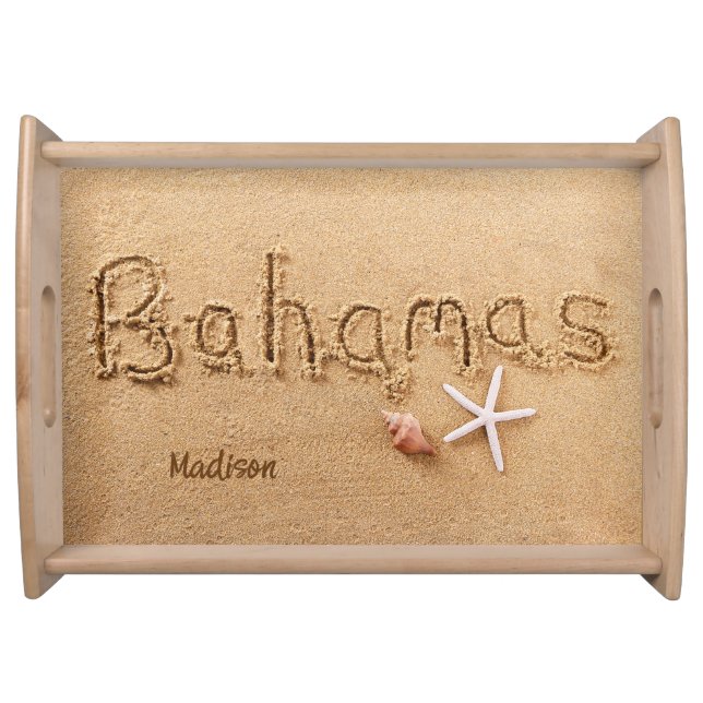 Custom Name Bahamas Beach Serving Tray (Front)