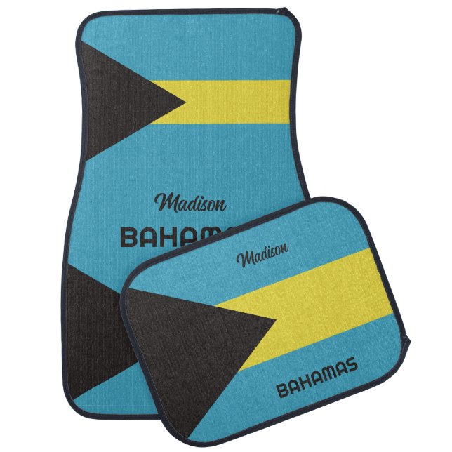 Custom Name Bahamas Flag Car Floor Mat (Set)