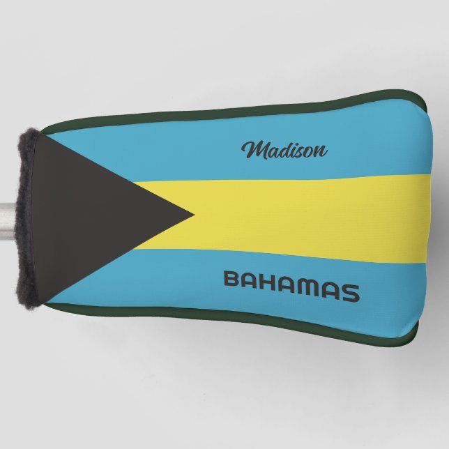Custom Name Bahamas Flag Golf Head Cover (Front)
