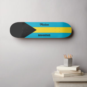 Custom Name Bahamas Flag Skateboard