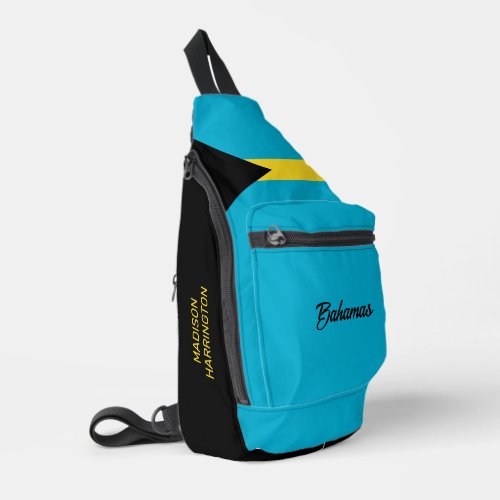 Custom Name Bahamas Flag Sling Bag