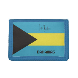Custom Name Bahamas Flag Trifold Wallet