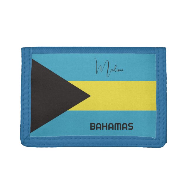 Custom Name Bahamas Flag Trifold Wallet (Front)