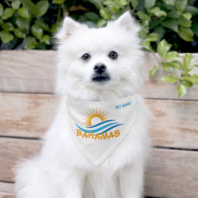 Custom Name Bahamas Pet Bandana Collar (Dog)