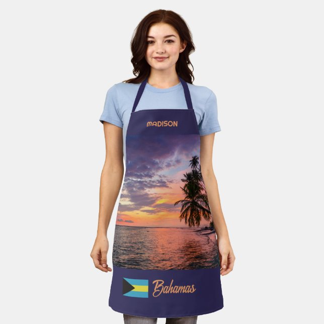 Custom Name Bahamas Sunset Apron (Worn)