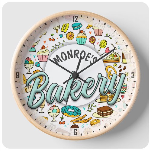 Custom NAME Baker Bakery Pastry Chef Bake Shop Large Clock