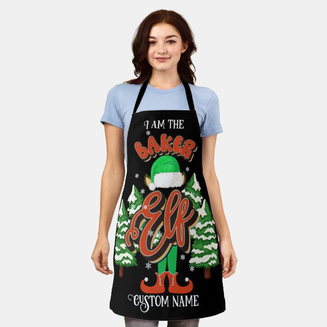 Custom name Baker elf personalized Apron (Worn)