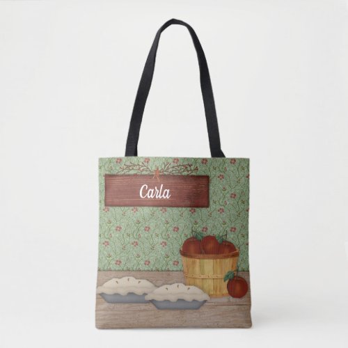 Custom Name Baking Apple Pie Country Tote Bag