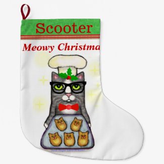 Custom Name Baking Cat Christmas Stocking