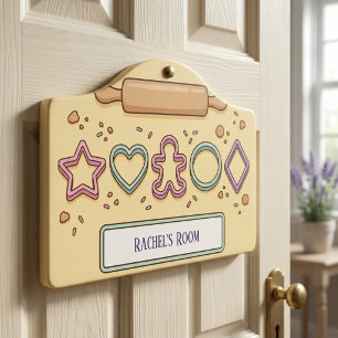 Custom Name Baking Cookie Cutters & Rolling Pin Door Sign
