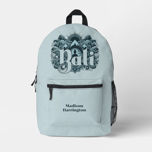 Custom Name Bali Printed Backpack (Front)