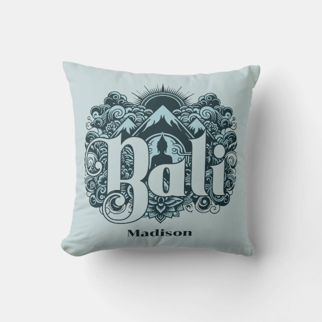 Custom Name Bali Throw Pillow (Front)