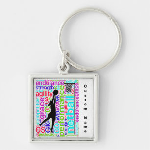 Custom Name Ball Personalised Netball Keyring