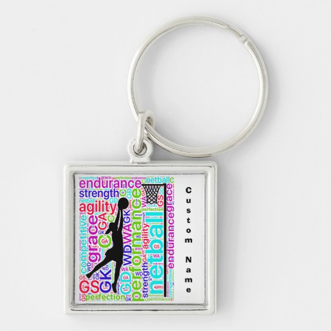 Custom Name Ball Personalised  Netball Keyring (Front)
