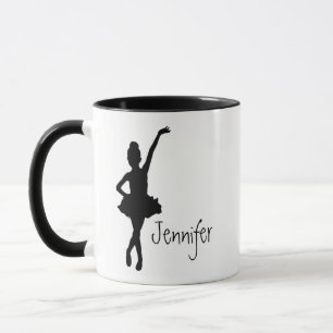 Custom Name Ballerina Ballet Dancer Silhouette Mug