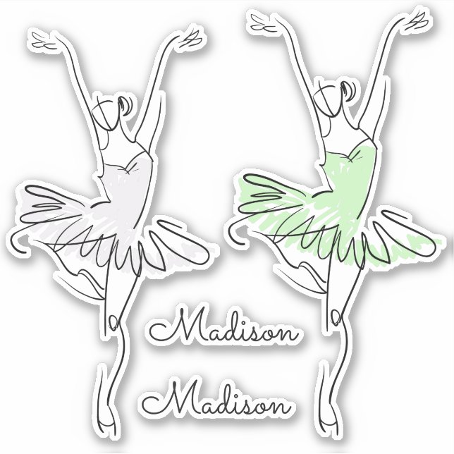 Custom name Ballerina stickers (Front)