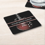 Custom Name Band Guitar Rock And Roll Music Square Paper Coaster at Zazzle