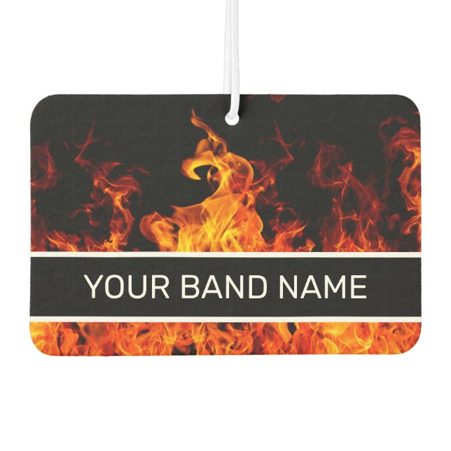 Custom Name Band Merch Flames Rock & Roll Music Air Freshener (Front)