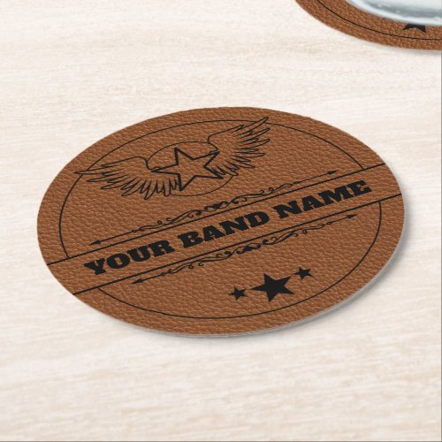 Custom Name Band Merch Rock Country Western Music Round Paper Coaster