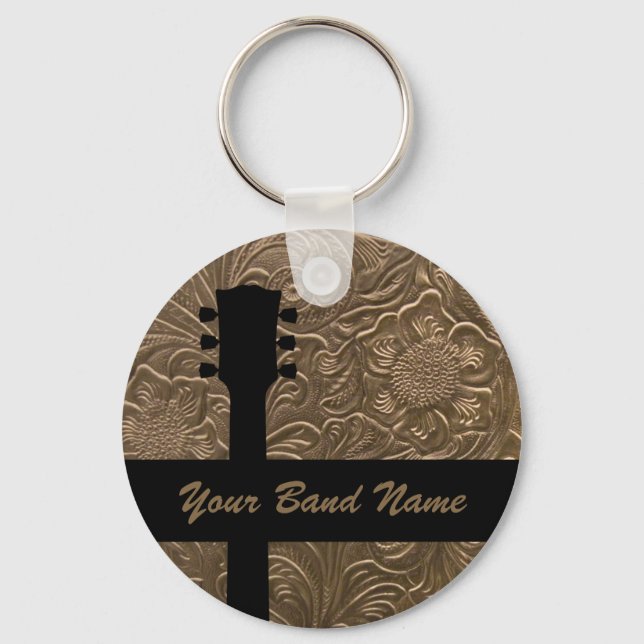 Custom Name Band Merch Rock Guitar Country Music Keychain (Front)