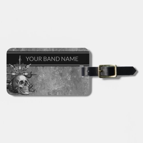 Custom Name Band Merch Rock  Roll Metal Skull Lug Luggage Tag