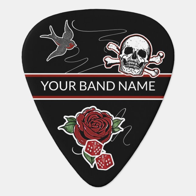 Custom Name Band Merch Rock & Roll Rockabilly Guitar Pick (Front)