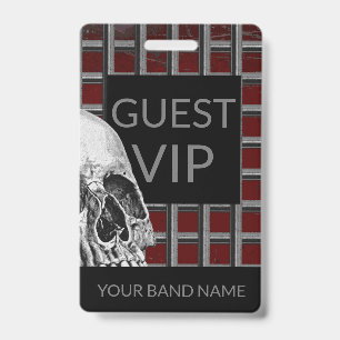 Custom Name Band Merch Rock Skull Metal Lanyard Badge