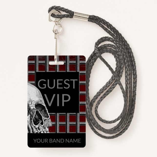 Custom Name Band Merch Rock Skull Metal Lanyard Badge (Front with Lanyard)